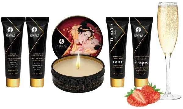 Shunga Geisha's Secret Kit - Sinnliche Massage & Liebesspiele Strawberry Sparkling Wine Shunga Geisha's Secret Kit - Sinnliche Massage & Liebesspiele Strawberry Sparkling Wine