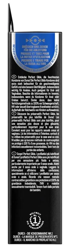 Durex Perfect Glide - Extra sichere, dickere Kondome mit viel Gleitgel (10 Stück) – B