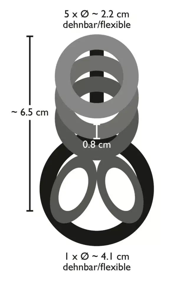 Bad Kitty FlexiRing - Penis-Hoden-Ring mit 6 Ringen Rauchfarben Bad Kitty FlexiRing - Penis-Hoden-Ring mit 6 Ringen Rauchfarben