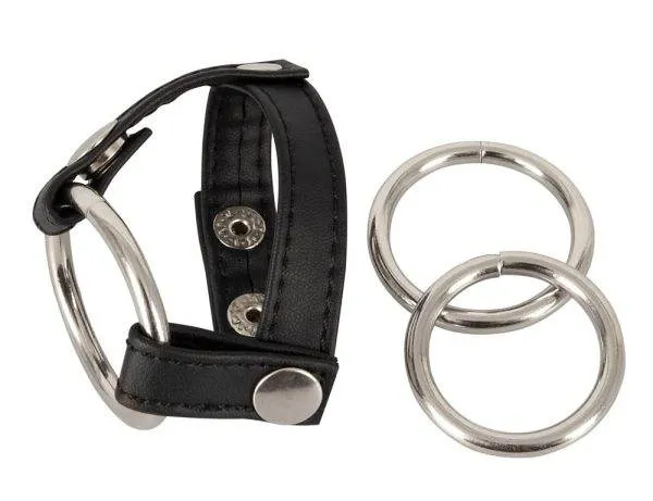 Sextreme Bad Kitty Cock/Ball Ring - Lederimitat mit 3 Penisringen Sextreme Bad Kitty Cock/Ball Ring - Lederimitat mit 3 Penisringen