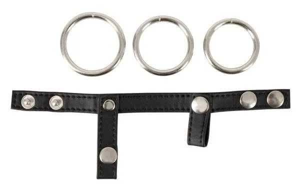 Sextreme Bad Kitty Cock/Ball Ring - Lederimitat mit 3 Penisringen Sextreme Bad Kitty Cock/Ball Ring - Lederimitat mit 3 Penisringen