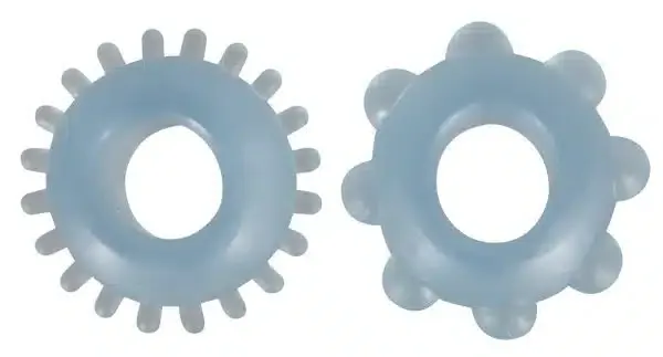 You2Toys - Noppen-Cockring Set für starke Erektionen Hellblau/Transparent
