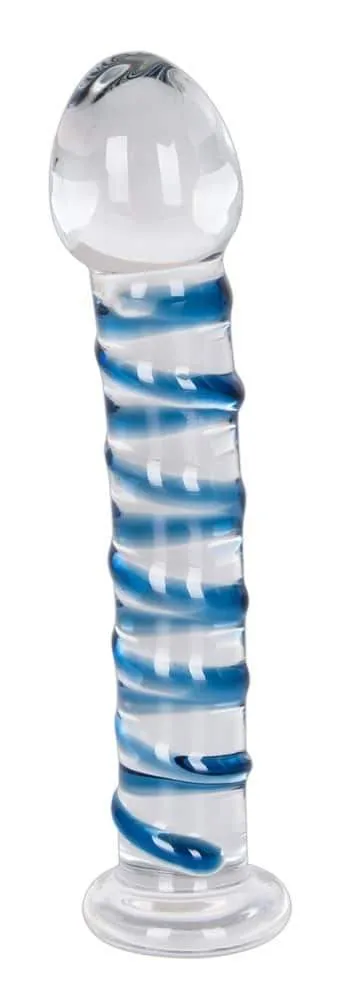 You2Toys Glasdildo - Edler Spiral-Look transparent/blau You2Toys Glasdildo - Edler Spiral-Look transparent/blau