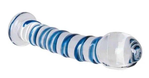 You2Toys Glasdildo - Edler Spiral-Look transparent/blau You2Toys Glasdildo - Edler Spiral-Look transparent/blau