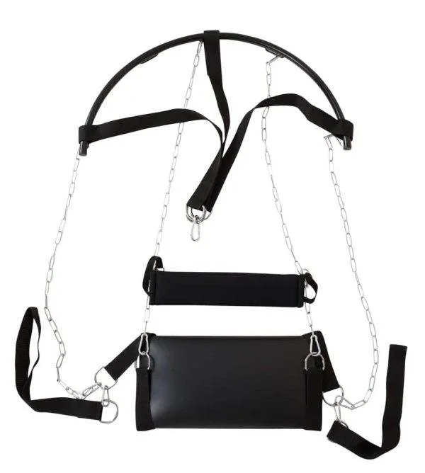You2Toys Hot Rockin Schaukel - Schwarze Liebesschaukel mit gepolsterter Sitzfläche und abnehmbaren Beinschlaufen (bis 100 kg belastbar) Schwarz/Silber