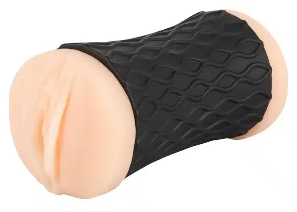 Nature Skin Double Pleasure - Masturbator mit Vagina und Anusöffnung Hautfarben hell/Schwarz