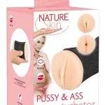 Nature Skin Double Pleasure - Masturbator mit Vagina und Anusöffnung Hautfarben hell/Schwarz
