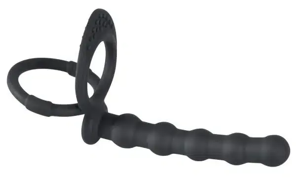Black Velvets Doppelring mit Analdildo - Perfekter Halt und doppelte Penetration
