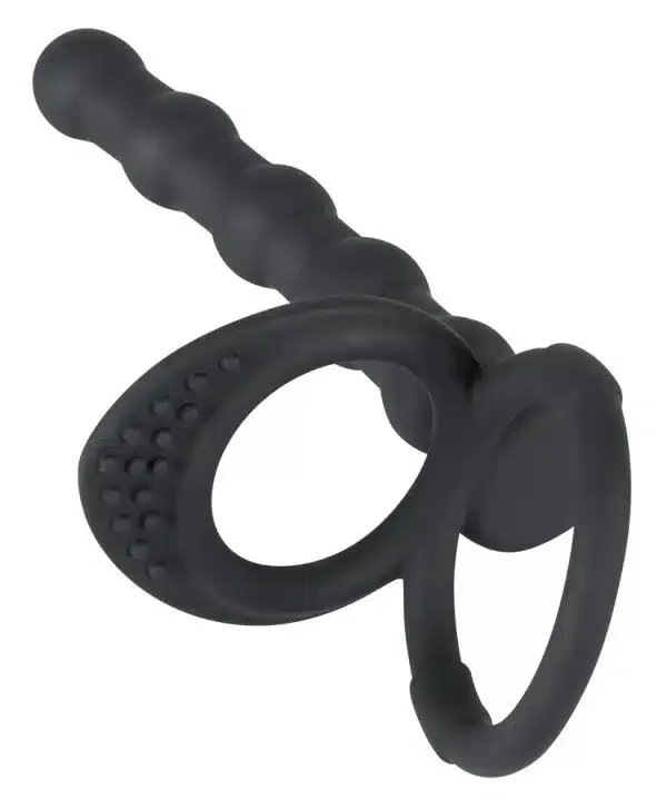 Black Velvets Doppelring mit Analdildo - Perfekter Halt und doppelte Penetration