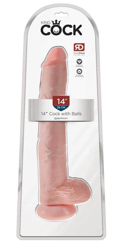 05344980000_verp King Cock Naturdildo mit Saugfuß - 35,6 cm Länge, Ø 6 cm Light
