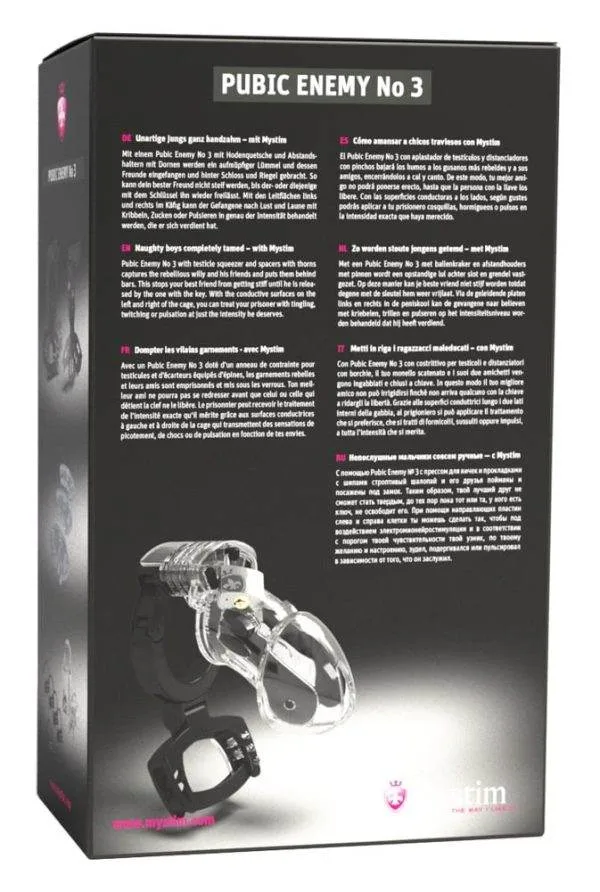 Mystim Pubic Enemy No 3 - Peniskäfig mit E-Stim und Hodenquetsche Transparent/Schwarz Mystim Pubic Enemy No 3 - Peniskäfig mit E-Stim und Hodenquetsche Transparent/Schwarz