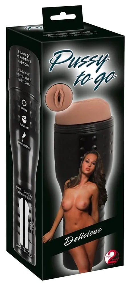 Pussy to go Delicious - Masturbator in diskreter Dose Hautfarben dunkel/Schwarz