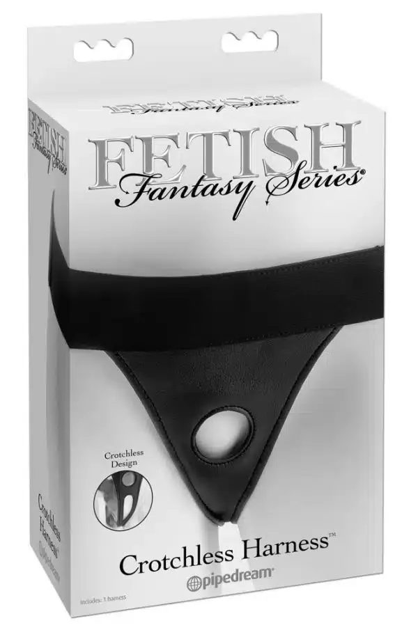 05414510000_verp Fetish Fantasy Series Crotchless Harness - Leder-Optik, Schrittoffen, Größenverstellbar