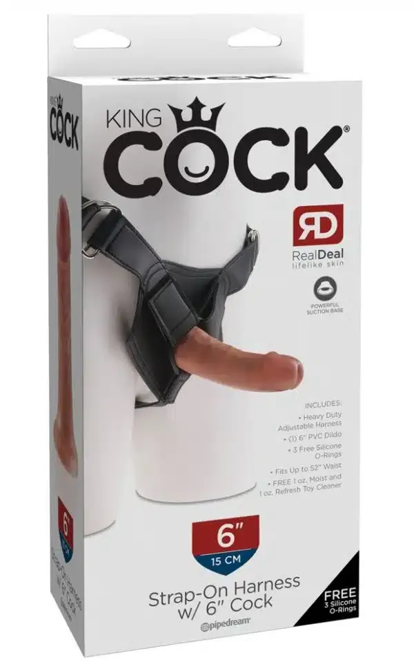 King Cock Strap-On: Verstellbarer Harness mit herausnehmbarem Dildo Tan