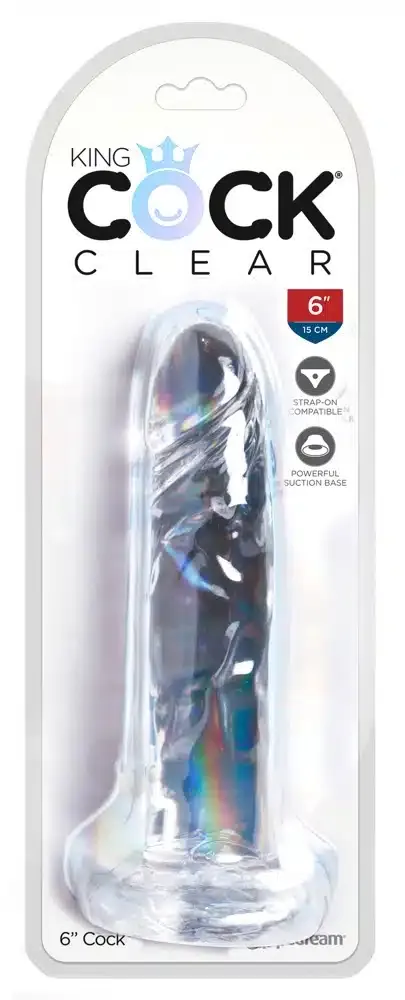 King Cock Clear - Durchsichtiger Naturdildo mit Saugfuß und Strap-on-Kompatibilität