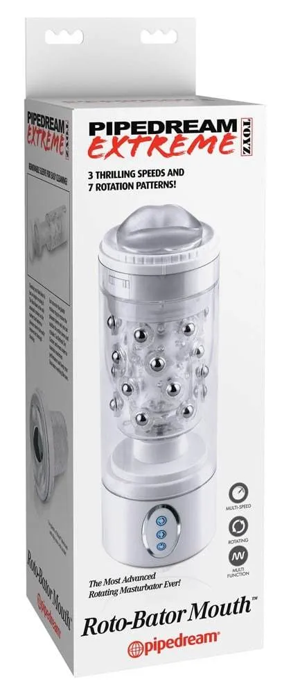 Pipedream Extreme Toyz - Roto-Bator Mund, Masturbator mit Rotation Transparent/Weiß