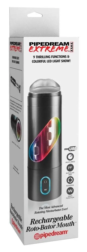 Pipedream Extreme Toyz PET Roto-Bator - Masturbator mit 9 Rotationsmodi Transparent/Schwarz
