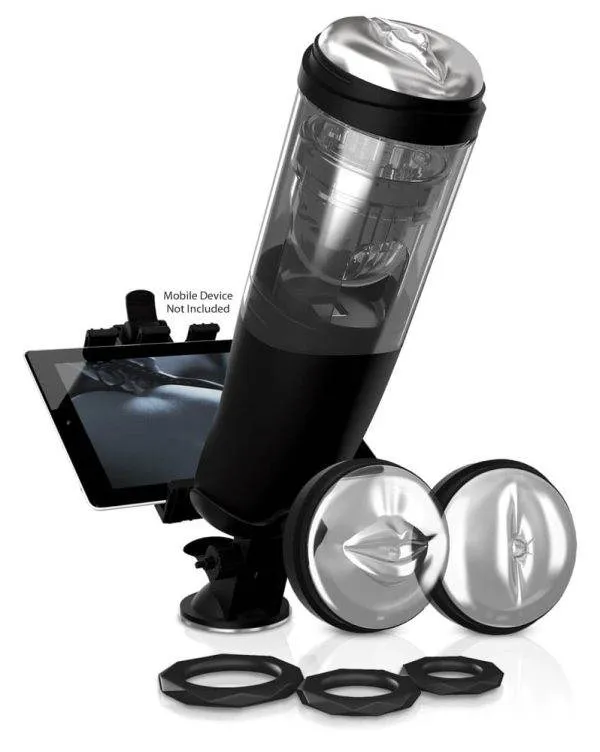 PDX Elite Deluxe Mega-Bator - Masturbator mit verstellbarem Saugfuß, 10 Rotations- und Stoßmodi, 5 Geschwindigkeiten, 3 Öffnungen, Reiznoppen Schwarz/Transparent PDX Elite Deluxe Mega-Bator - Masturbator mit verstellbarem Saugfuß, 10 Rotations- und Stoßmodi, 5 Geschwindigkeiten, 3 Öffnungen, Reiznoppen Schwarz/Transparent