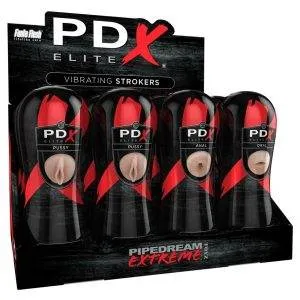 PDX Elite Vibrating Stroker - 12 Vibro-Masturbatoren im Display Hautfarben hell/Schwarz PDX Elite Vibrating Stroker - 12 Vibro-Masturbatoren im Display Hautfarben hell/Schwarz – Bild 1