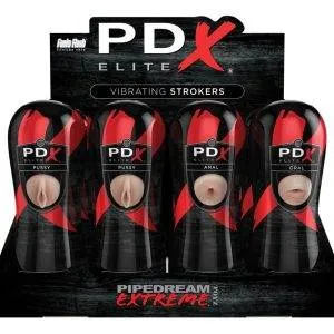 PDX Elite Vibrating Stroker - 12 Vibro-Masturbatoren im Display Hautfarben hell/Schwarz PDX Elite Vibrating Stroker - 12 Vibro-Masturbatoren im Display Hautfarben hell/Schwarz – Bild 2