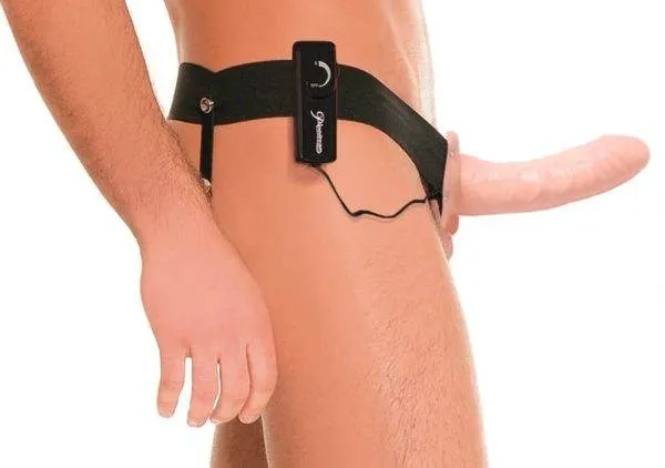Fetish Fantasy Series Hohler Naturvibrator mit Vibration - Verstellbarer Umschnallgurt Hautfarben hell/Schwarz