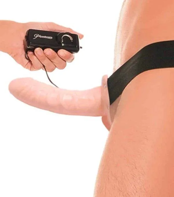 Fetish Fantasy Series Hohler Naturvibrator mit Vibration - Verstellbarer Umschnallgurt Hautfarben hell/Schwarz