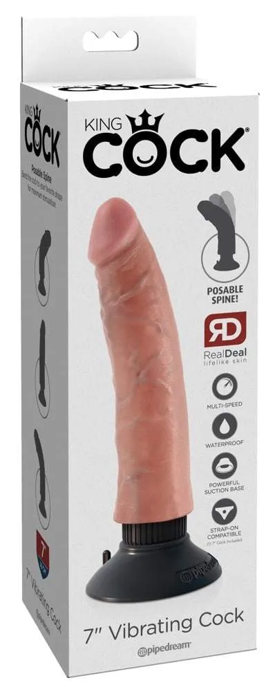 King Cock FlexiVibe - Biegsamer Naturvibrator mit Multispeed-Vibration Hautfarben hell/Schwarz