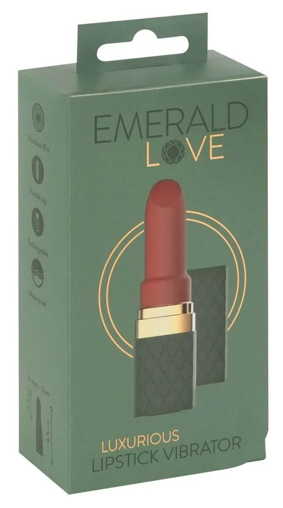 05518800000_verp Emerald Love Lippenstift-Vibrator: Luxus-Minivibrator mit 10 Vibrationsmodi, Soft Touch-Spitze & wasserdicht Grün/Gold/Rot