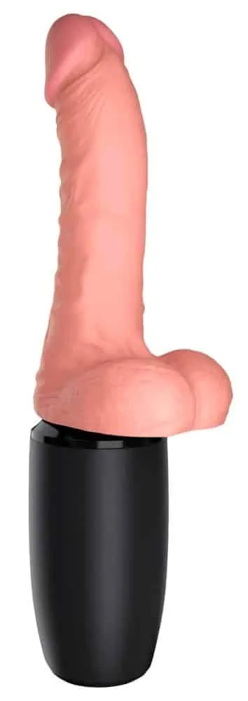 King Cock Plus Stoßvibrator mit Wärmefunktion Hautfarben hell/Schwarz