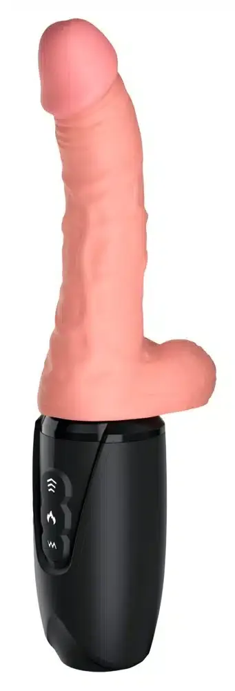 King Cock Plus Stoßvibrator mit Wärmefunktion Hautfarben hell/Schwarz