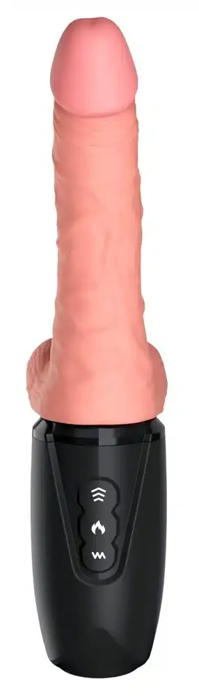 King Cock Plus Stoßvibrator mit Wärmefunktion Hautfarben hell/Schwarz King Cock Plus Stoßvibrator mit Wärmefunktion Hautfarben hell/Schwarz