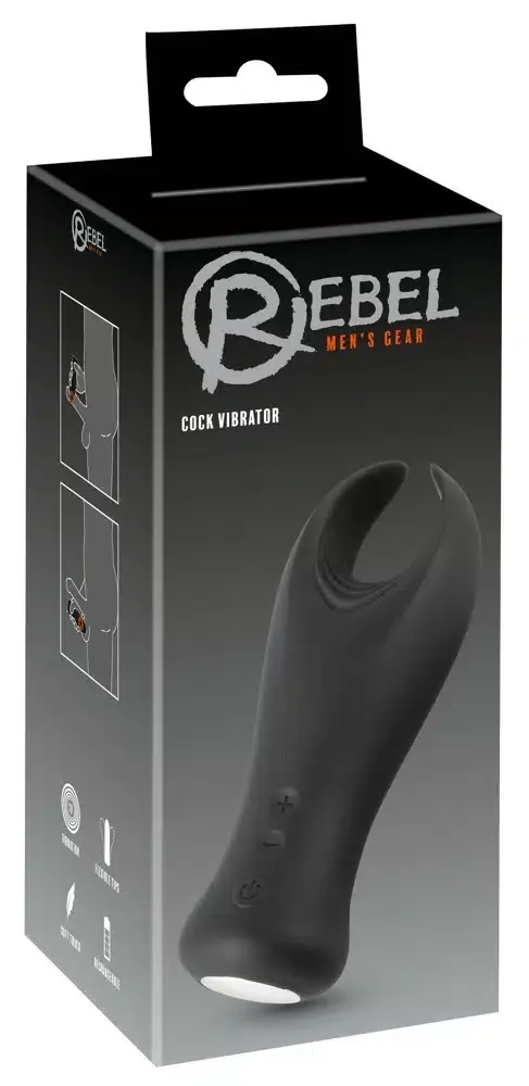 Rebel Cock Vibrator - Flexibler Masturbator mit 10 Vibrationsmodi Schwarz/Silber
