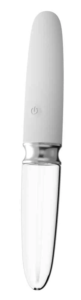 Liaison Straight LED Vibrator - Silikon & Glas, 10 Vibrationsmodi, wiederaufladbar Weiß/Transparent