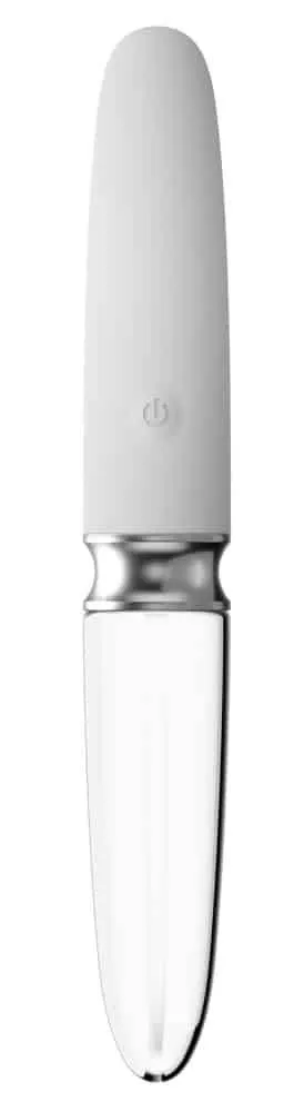 Liaison Straight LED Vibrator - Silikon & Glas, 10 Vibrationsmodi, wiederaufladbar Weiß/Transparent
