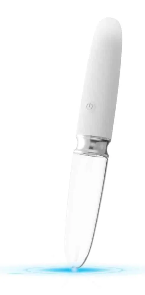 Liaison Straight LED Vibrator - Silikon & Glas, 10 Vibrationsmodi, wiederaufladbar Weiß/Transparent Liaison Straight LED Vibrator - Silikon & Glas, 10 Vibrationsmodi, wiederaufladbar Weiß/Transparent