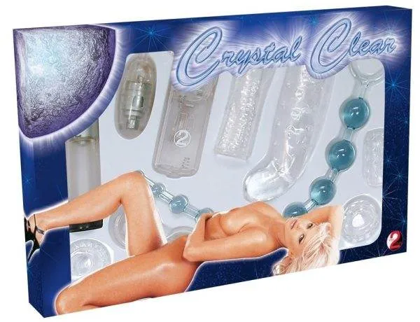 05566960000_verp Crystal Clear Lovetoy-Set - 8-teilig, transparent, mit Vibrator, Vibro-Ei, Analkette und Liebeskugeln
