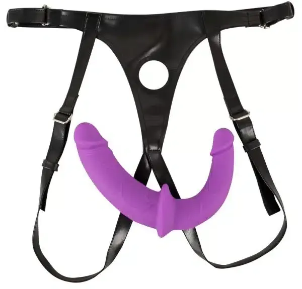 Sweet Smile Super Soft Double - Strap-On mit herausnehmbarem Doppeldildo Lila/Schwarz