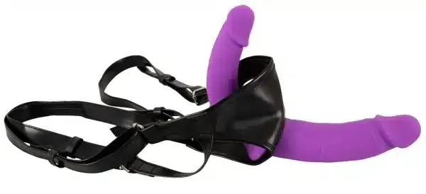 Sweet Smile Super Soft Double - Strap-On mit herausnehmbarem Doppeldildo Lila/Schwarz Sweet Smile Super Soft Double - Strap-On mit herausnehmbarem Doppeldildo Lila/Schwarz