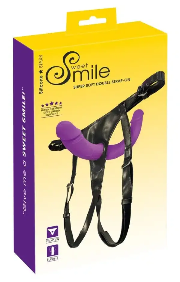 Sweet Smile Super Soft Double - Strap-On mit herausnehmbarem Doppeldildo Lila/Schwarz