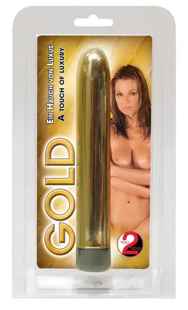 Gold Vibrator - You2Toys: Glanzvoller Lustspender, stufenlos regelbare Vibration, luxuriöses Design (1 Stück)
