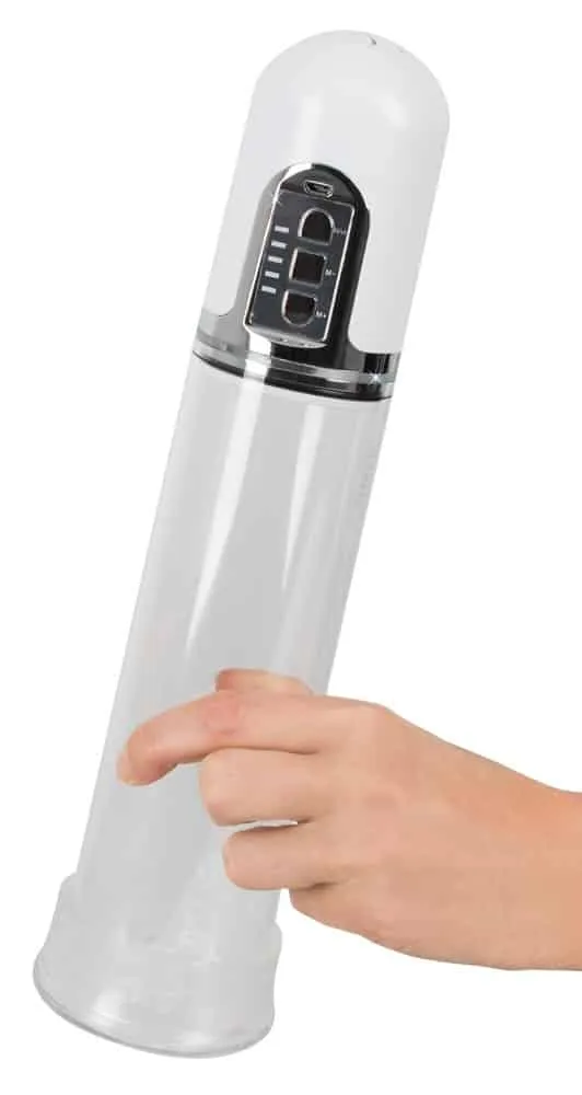 Mister Boner Automatische Penispumpe Transparent/Weiß/Silber Mister Boner Automatische Penispumpe Transparent/Weiß/Silber