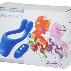 Beauments Doppio 2.0 Paarvibrator - Flexibler Arm - Ribbed & Noppy - 3 Motoren - 7 Modi - USB-Ladung - Aufbewahrungsbeutel - 14cm - Silikon ABS