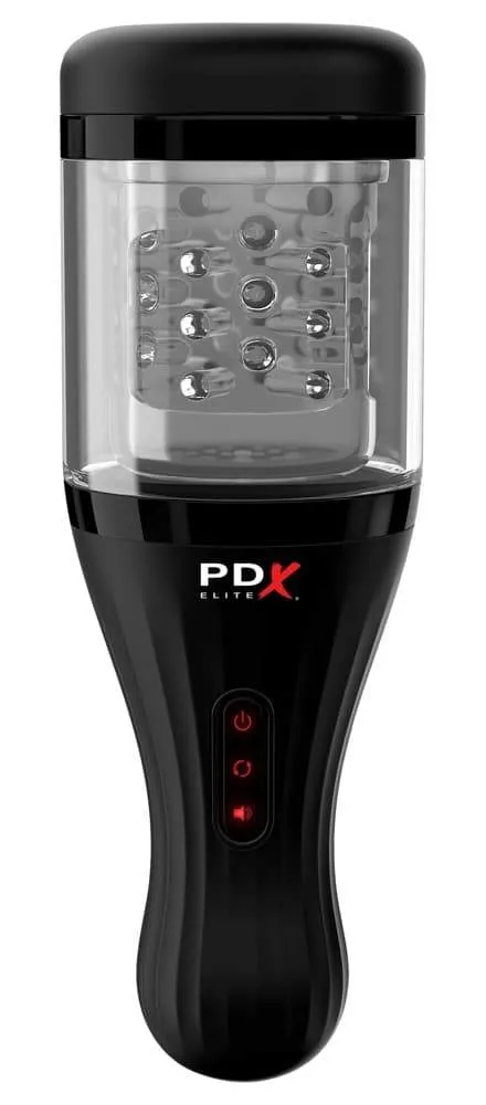 PDX Elite Sprechender Rotations-Masturbator Transparent, Schwarz PDX Elite Sprechender Rotations-Masturbator Transparent, Schwarz