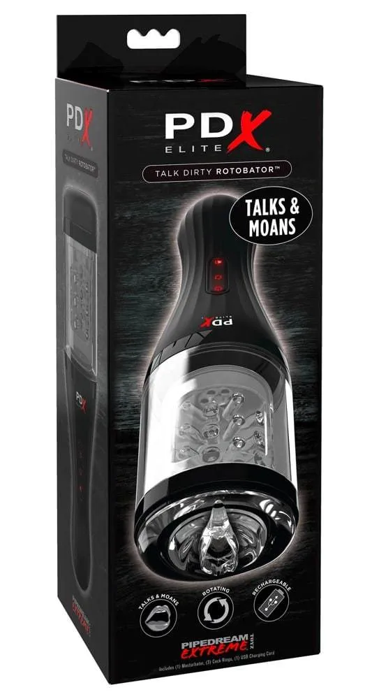 05938000000_verp PDX Elite Sprechender Rotations-Masturbator Transparent, Schwarz