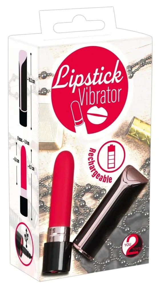 05958610000_verp You2Toys Lippenstift-Vibrator: Mini, handlich, 10 Vibrationsmodi, wiederaufladbar Schwarz/Rot/Rosa