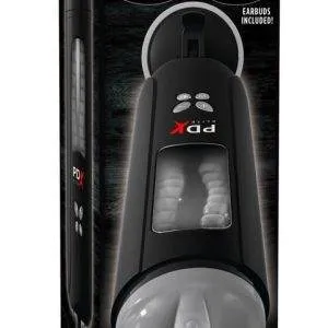 PDX Elite Masturbator - 10 Melkstufen, 5 Geschwindigkeiten Schwarz/Transparent