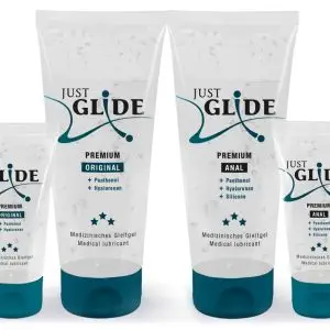 Just Glide Premium-Set: 4 Premium-Gleitgele mit Hyaluron und Panthenol, vegan, abwaschbar