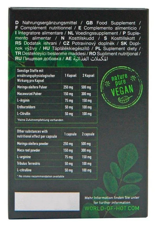 HOT Pure Moringa + Maca Man Power - Nahrungsergänzungsmittel, 60 Kapseln HOT Pure Moringa + Maca Man Power - Nahrungsergänzungsmittel, 60 Kapseln