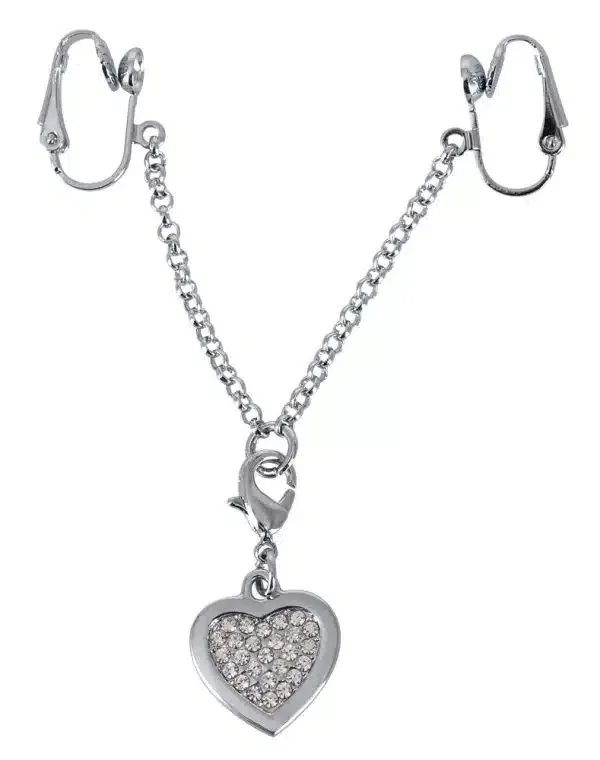 GlamourHeart Silberne Intimkette mit Strass-Herz (1 Stück)