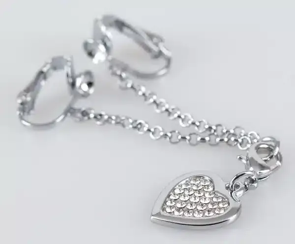 GlamourHeart Silberne Intimkette mit Strass-Herz (1 Stück)